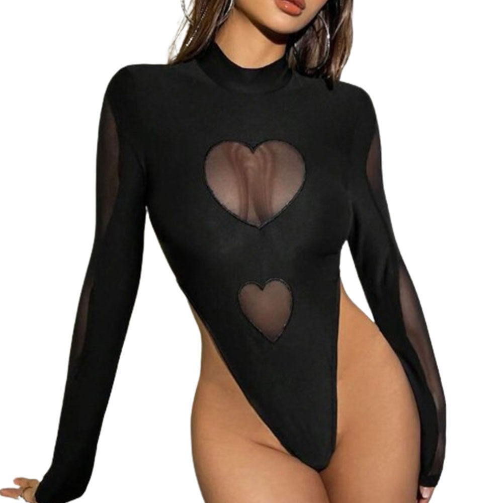 Love Mesh Jumpsuit für Damen – Sexy Schwarzer Netz-Overall